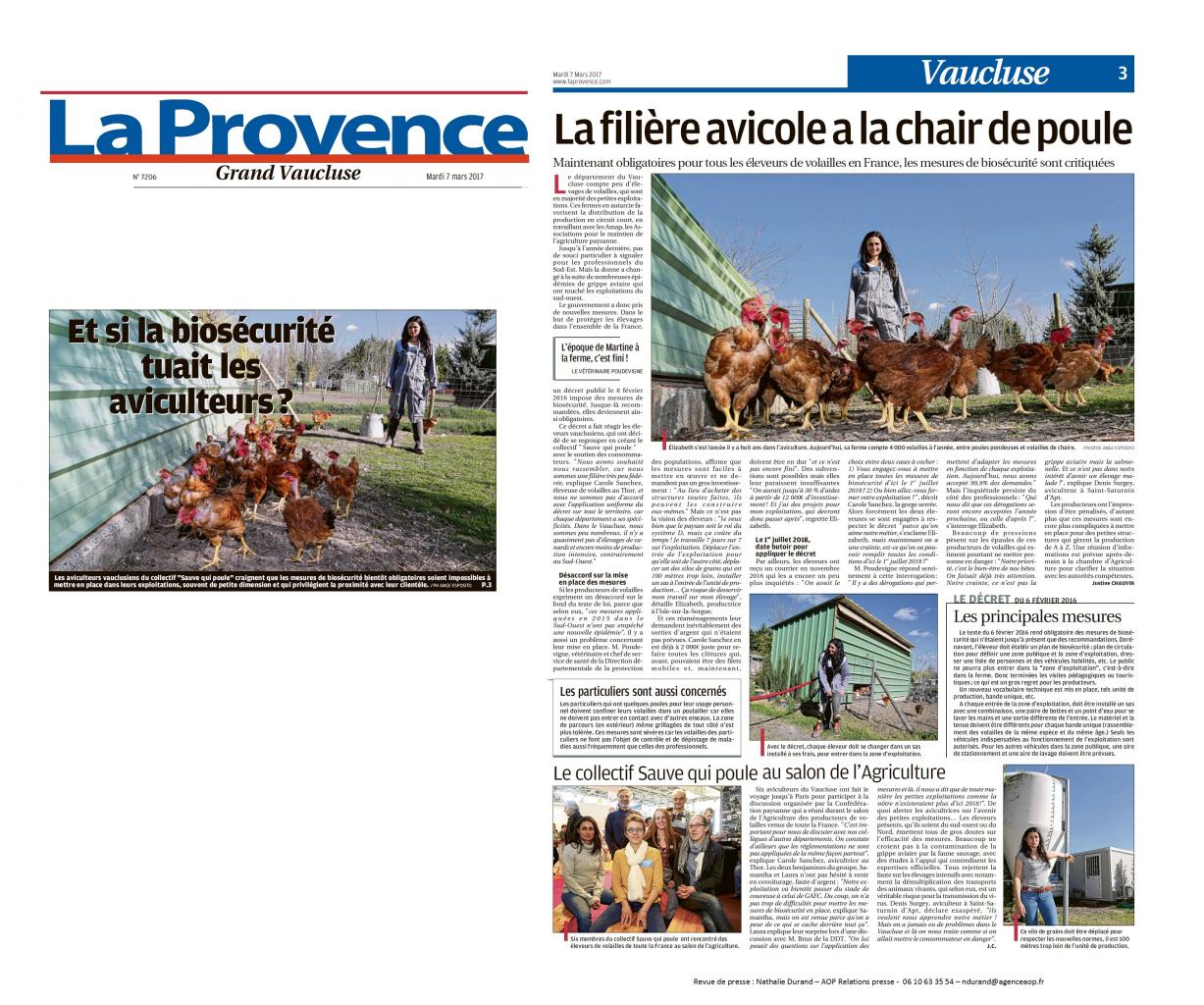 La Provence - une + page Vaucluse - 7 mars 2017
